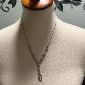 Givenchy Silver Asymmetrical Necklace with Art Nouveau Design #J3